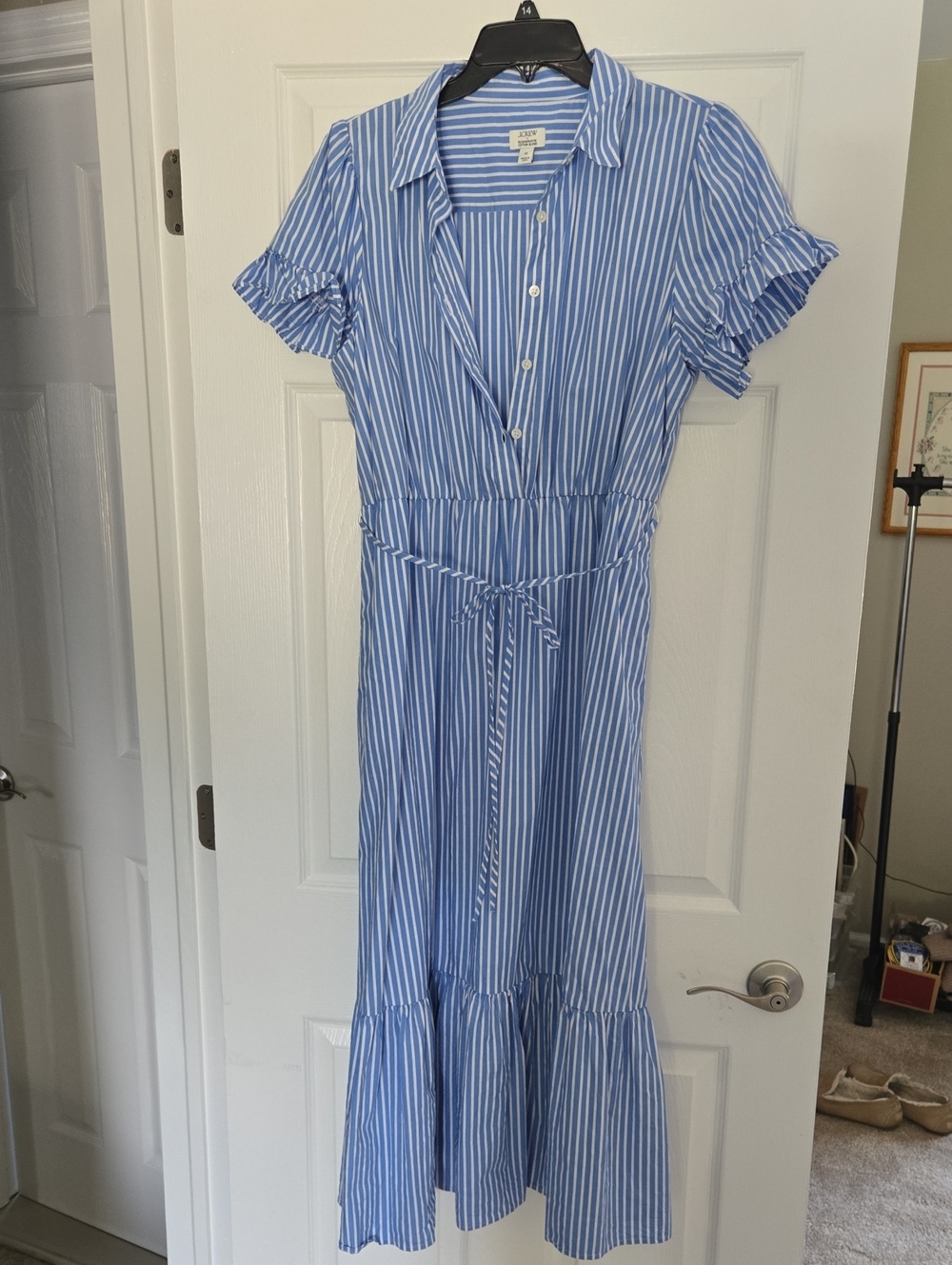 J. Crew Light Blue and White Striped Dress